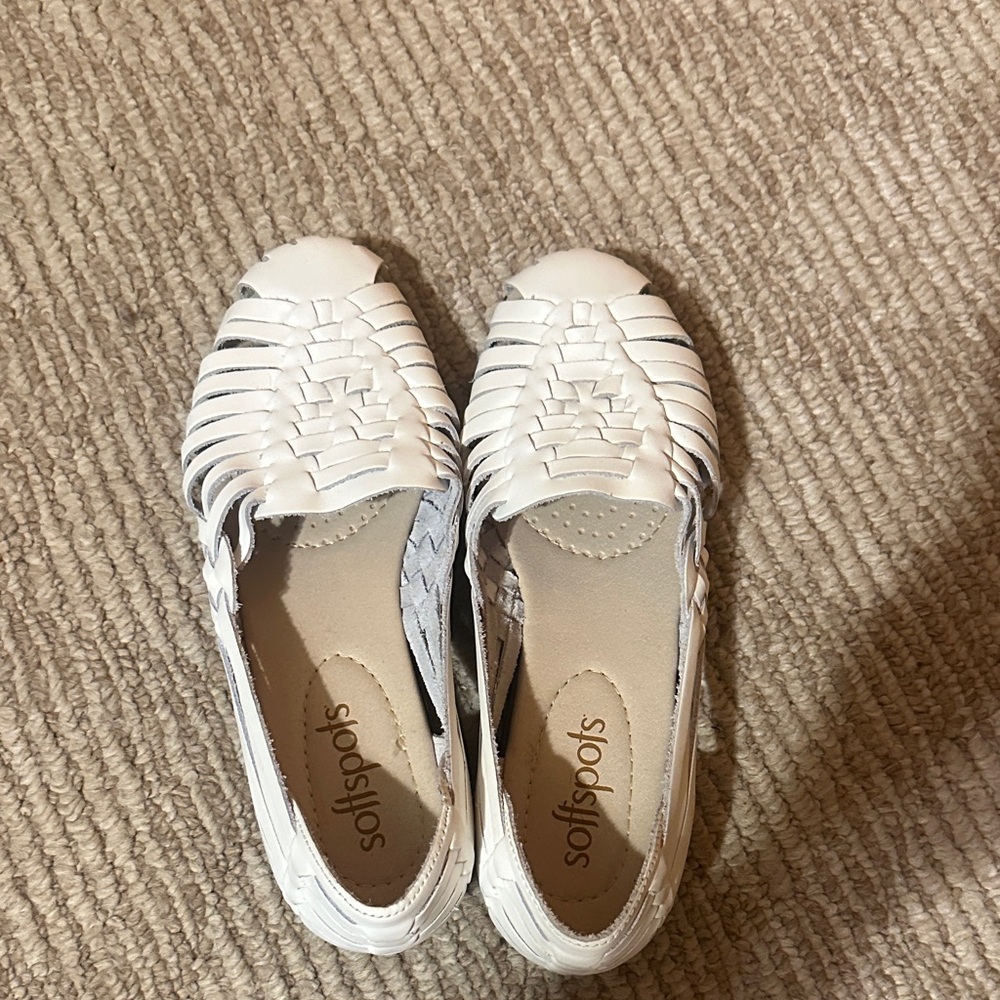 Softspots White Woven Huarache Flats